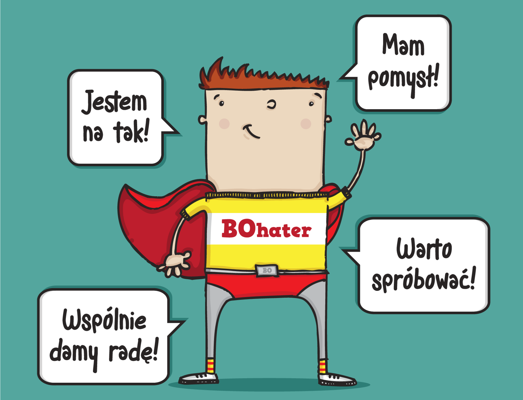 Grafika bohatera promującego ideę Budżetu Obywatelskiego