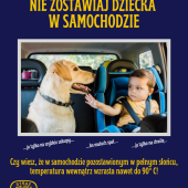 Plakat akcji "Nie zostawiaj dziecka w samochodzie"
