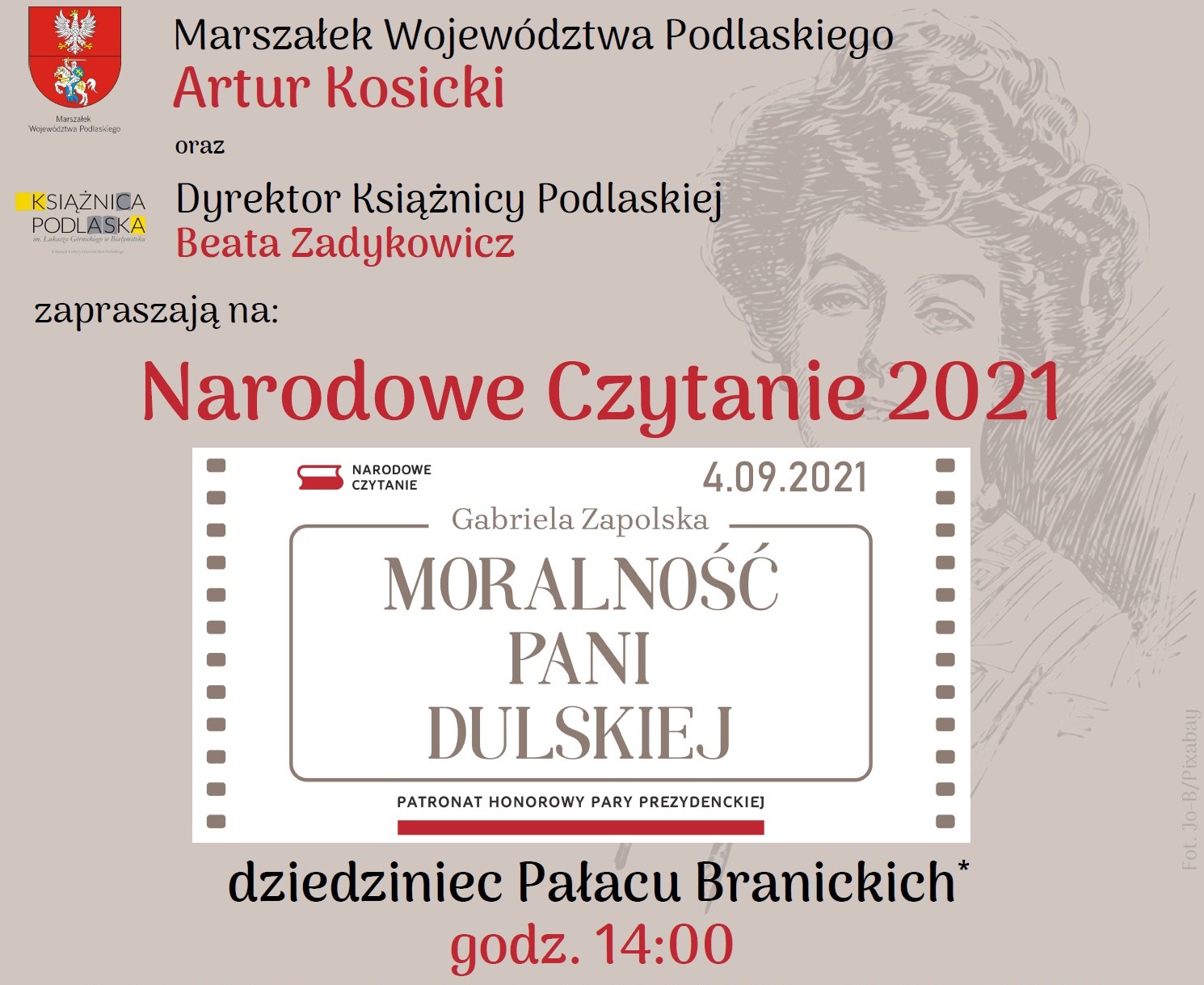 Plakat promujący Narodowe Czytanie 2021