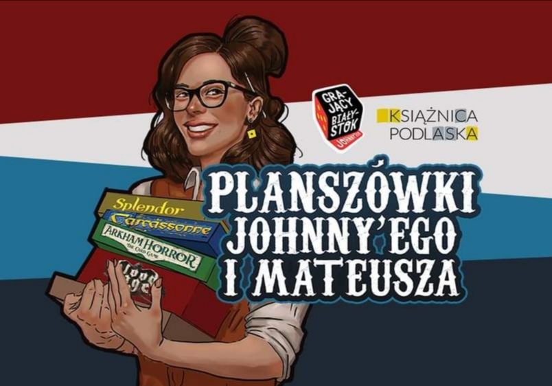 Grafika komputerowa przedstawiająca dziewczynę trzymającą planszówki
