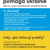 Plakat informujący o zbiórce darów dla Ukrainy