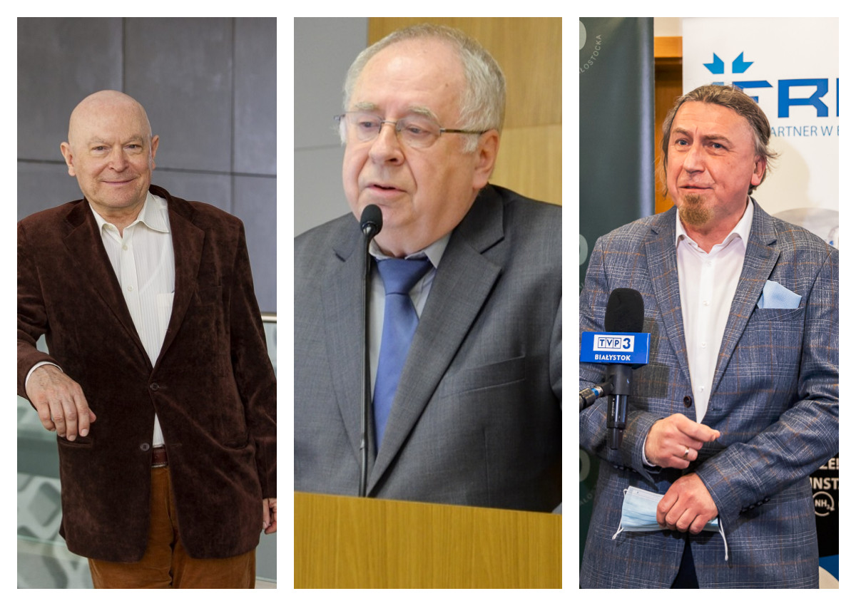 Kolaż trzech zdjęć stojących mężczyzn