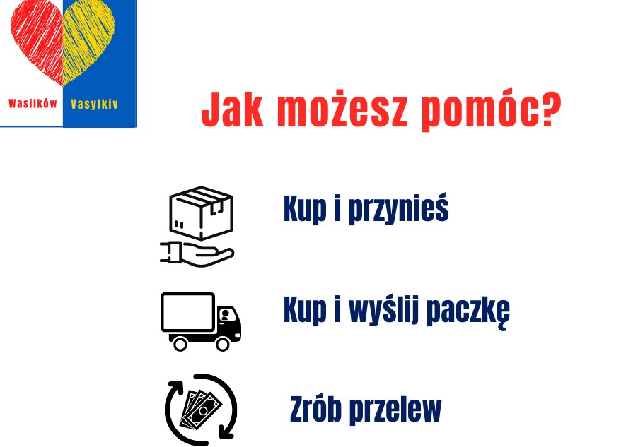 Ulotka informacyjna jak pomóc Wasilkowie na Ukrainie