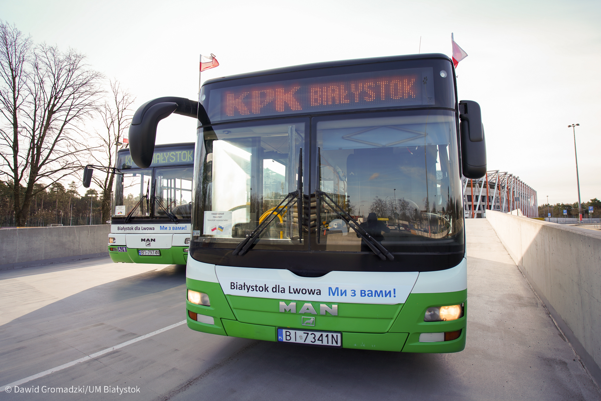 Dwa autobusy na drodze