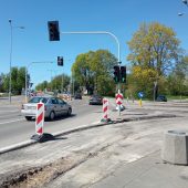 Skrzyżowaniee Kopernika i Łomżyńskiej bez asfaltu