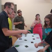Grupa kilku osób gra w planszówkę
