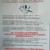 Ogłoszenie: tekst z rysunkiem gołębi