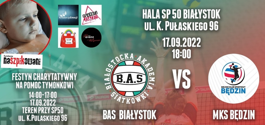 plakat promujący mecz i festyn charytatywny