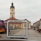 Napis Baiłystok na Rynku Kościuszki