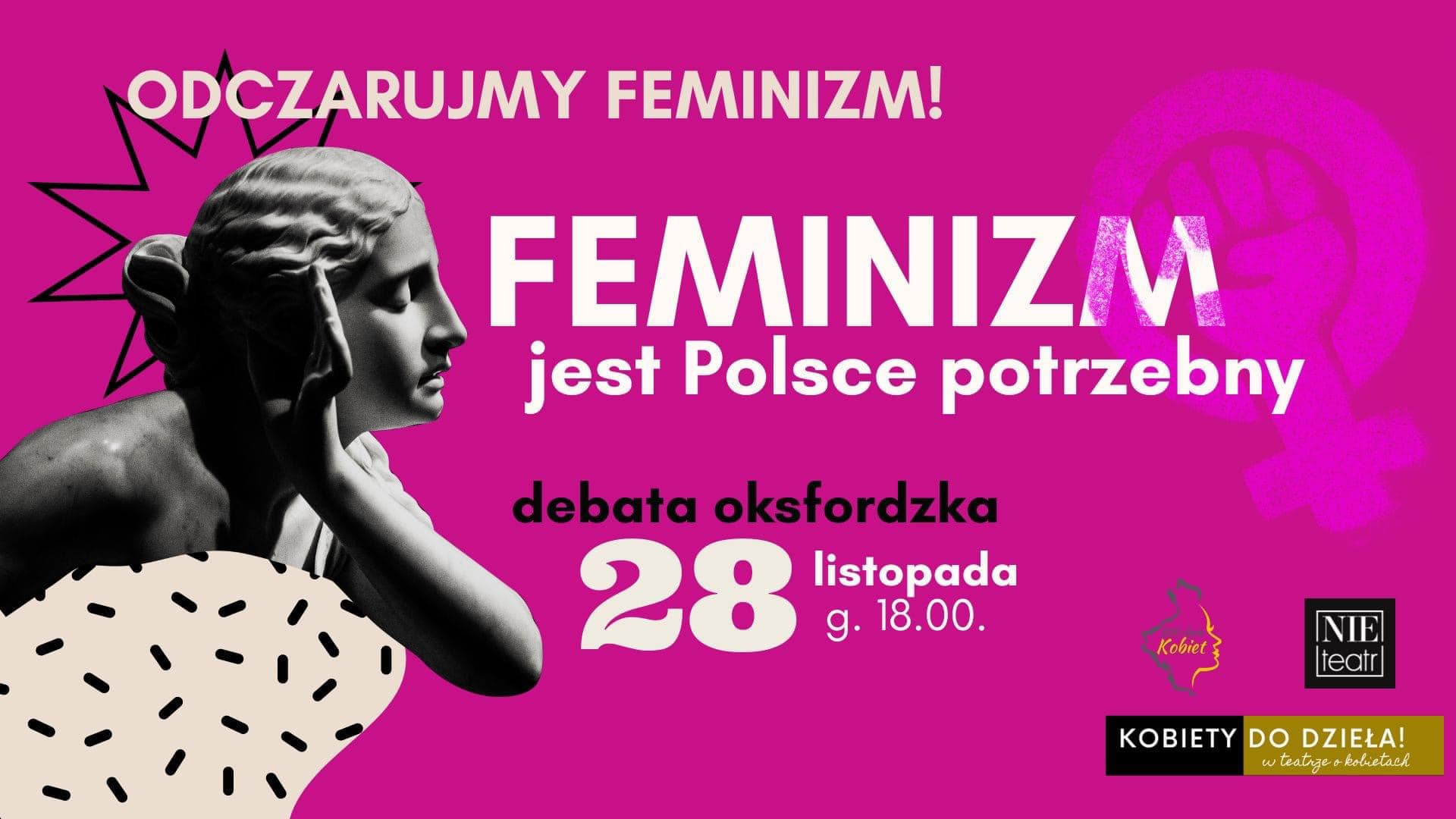 Plakat prezentuje posąg kobiety, obok jest nazwa i data wydarzenia