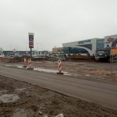 Przebudowywana ulica obok dworca PKS