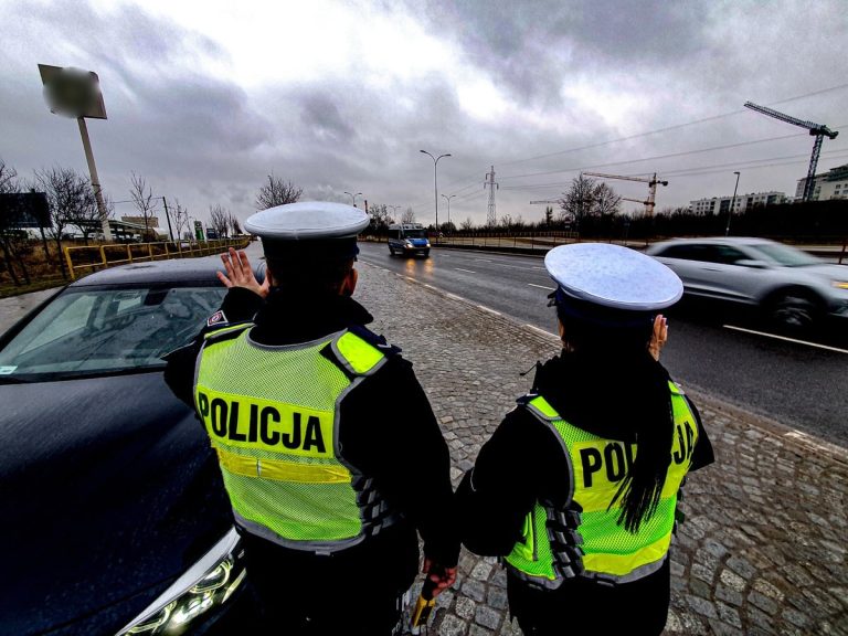Policjanci przy drodze