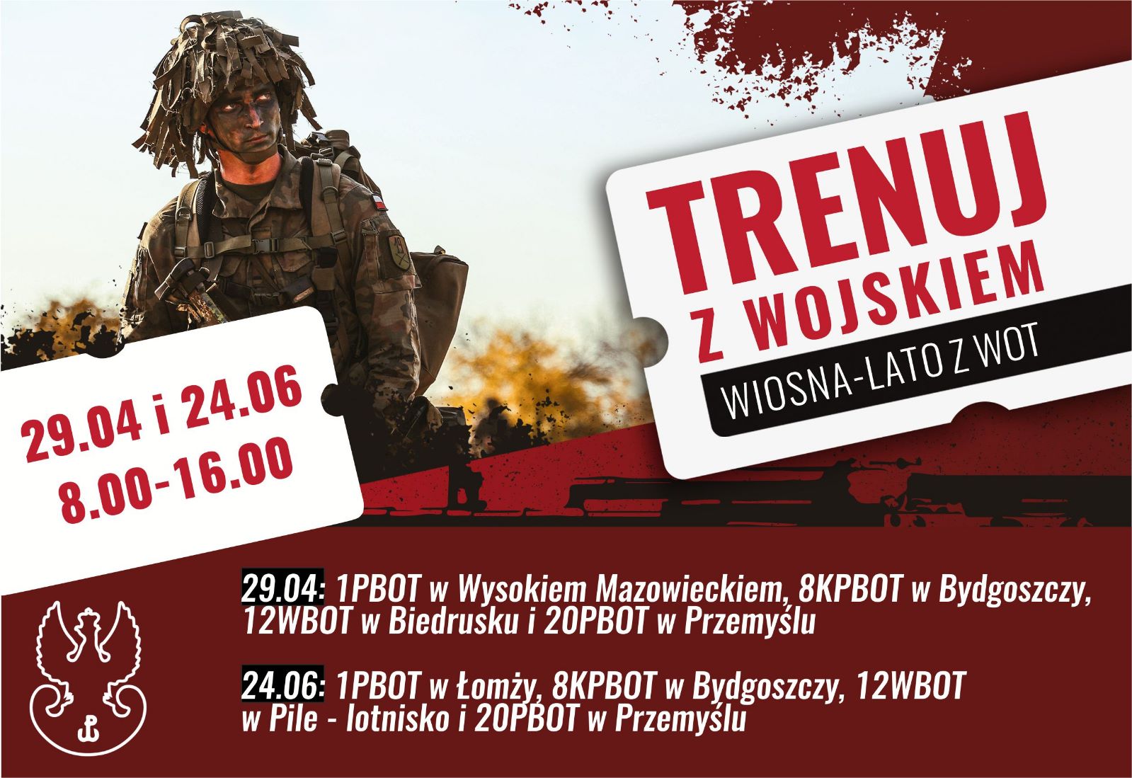 Plakat przedstawia osobę w mundurze i napisy informujące o wydarzeniu