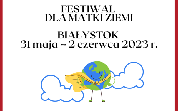 Plakat z hasłem i terminem wydarzenia i grafiką przedstawiającą Ziemię.