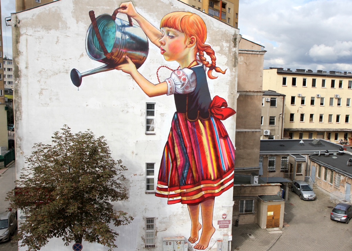 Mural "Dziewczynka z konewką"