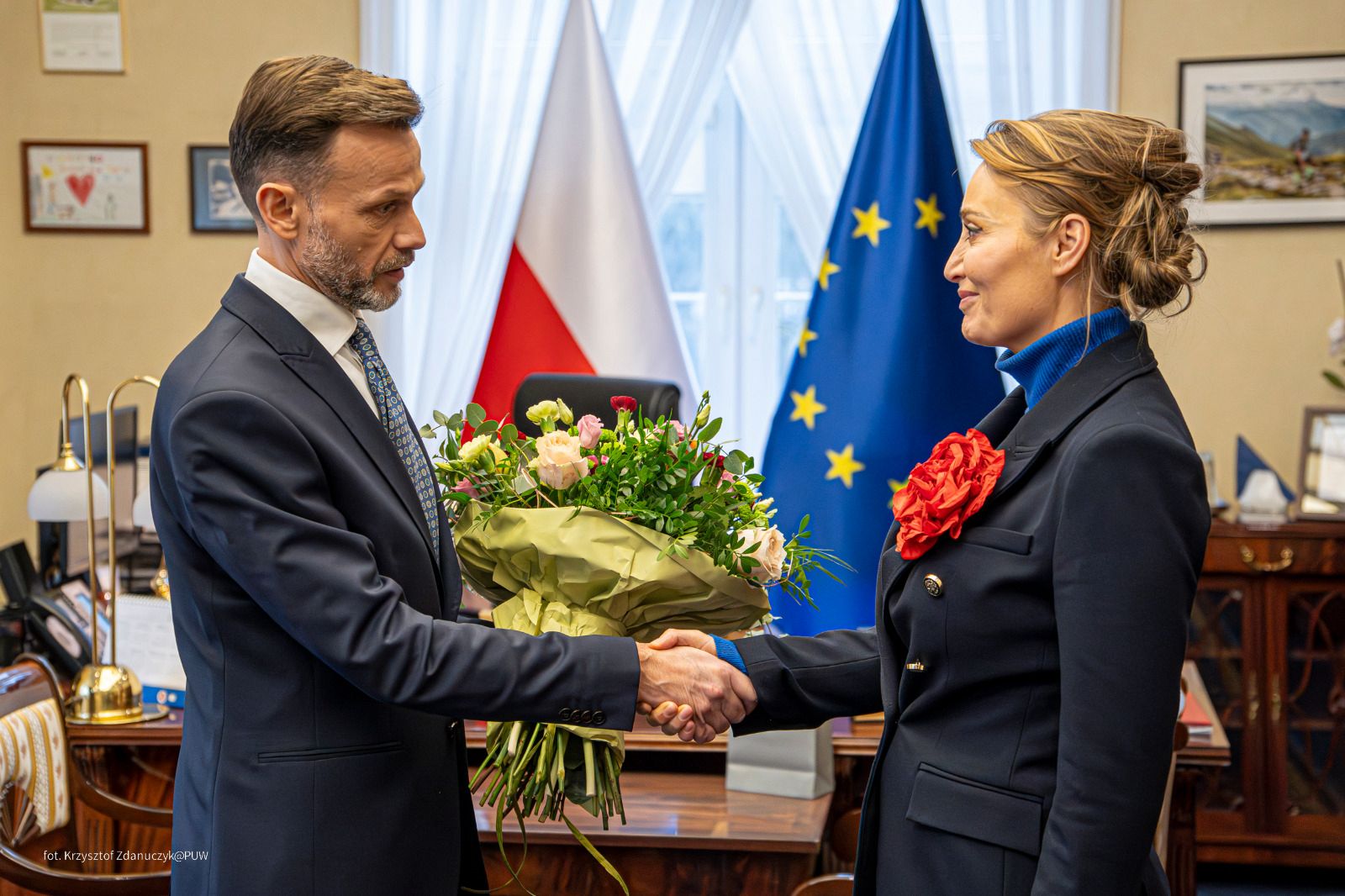 Wojewoda Podlaski Jacek Brzozowski i Podlaska Kurator Oświaty Agnieszka Krokos Janczyło