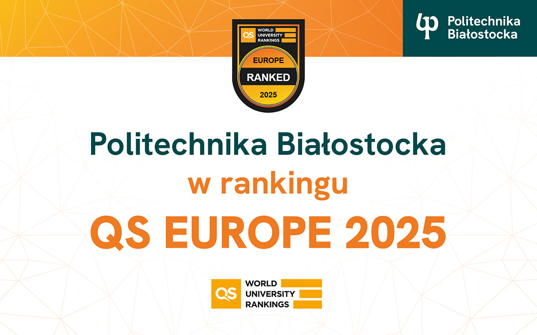Napis Politechnika Białostocka w rankingu QS Europe 2025