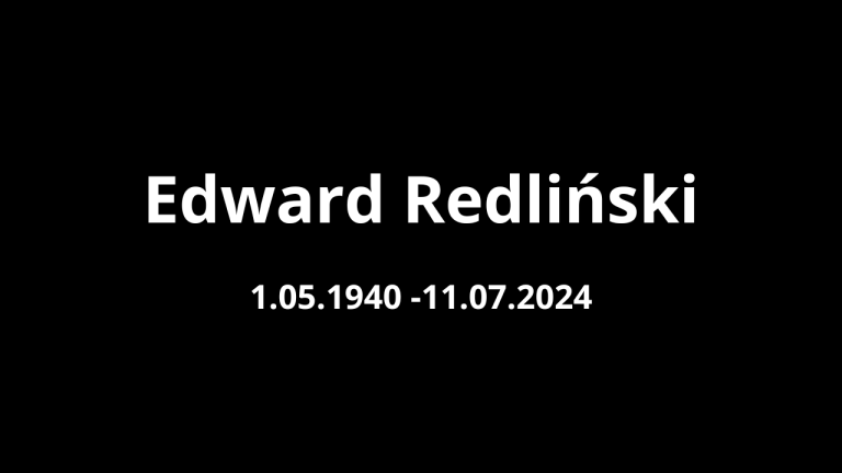 Napis Edward Redliński na czarnym tle