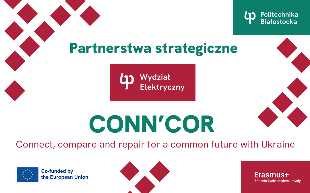 oficjalna grafika, informująca o partnerstwie strategicznym Politechniki Białostockiej w projekcie CONN'COR