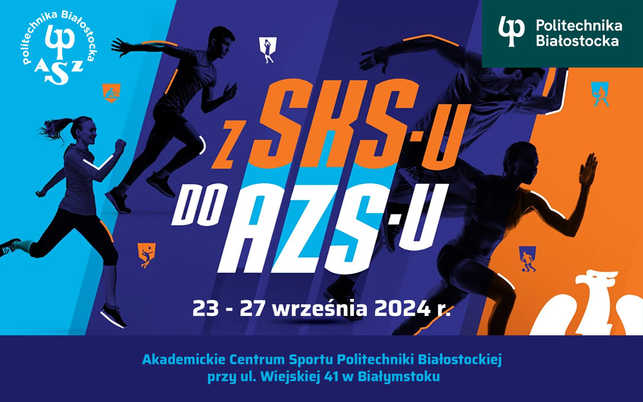 Plakat imprezy "Z SKS-u do AZS-u"