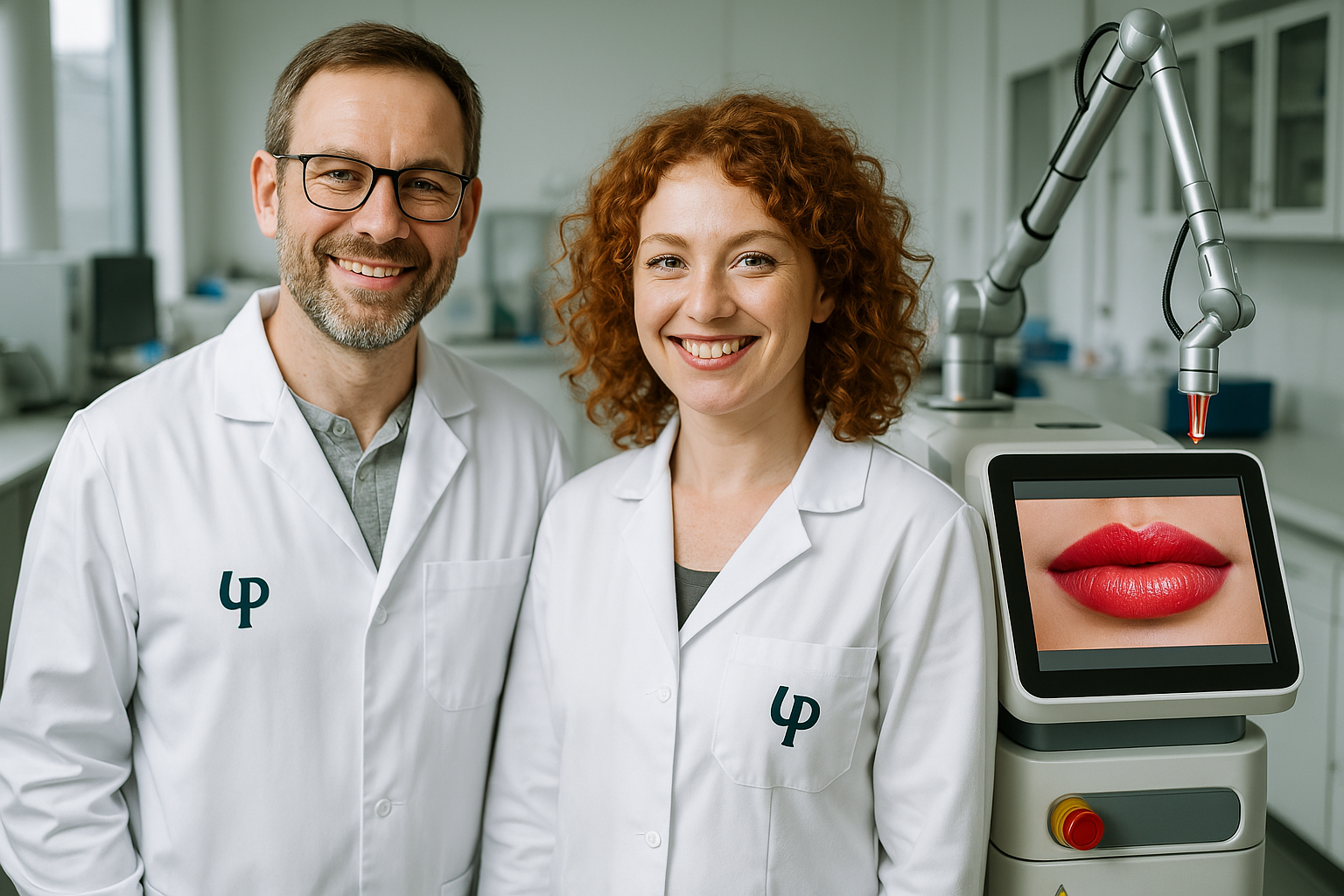 Dr inż. Lucjan Świetlicki i mgr inż. Wioletta Gruszeczka prezentują prototyp lasera LightWave-LipPlus opracowanego na Politechnice Białostockiej, fot. L. Doroszuk