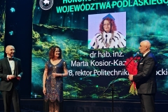 Prof. Marta Kosior-Kazberuk, rektor PB, uhonorowana tytułem Honorowego Ambasadora Województwa Podlaskiego podczas gali Podlaska Marka 2025., fot. Paweł Cybulski