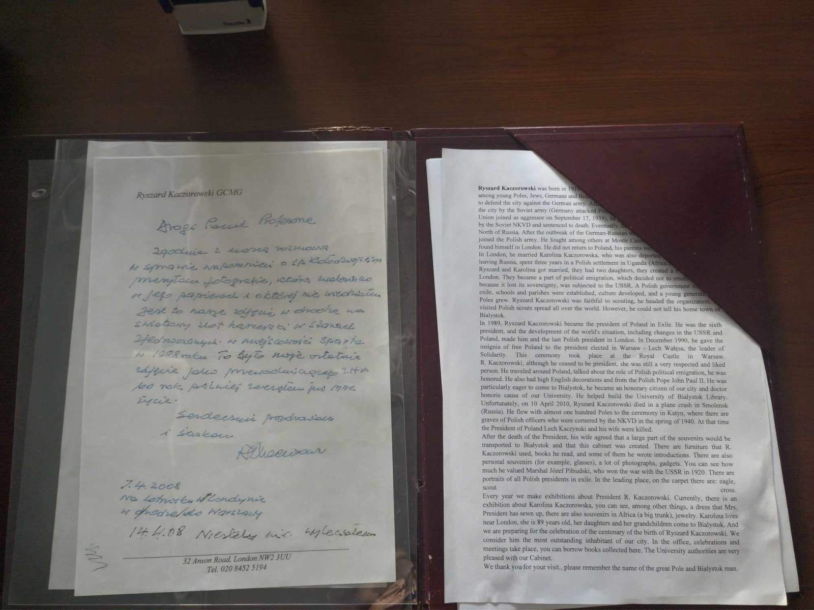 Gabinet Prezydenta Ryszarda Kaczorowskiego, fot. Hanna Kość